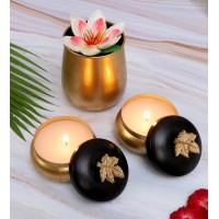 Gold Flower Pot & Wax Jar Combo Set of 3